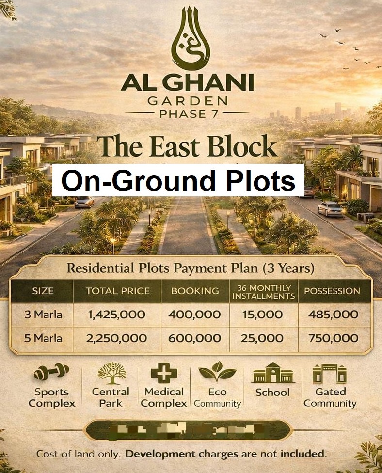 Al Ghani Garden On Ground Plots on Installments
